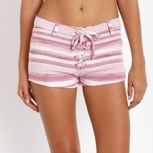Jen's Pirate Booty Pink & White Striped Lace-Up Knit Shorts
